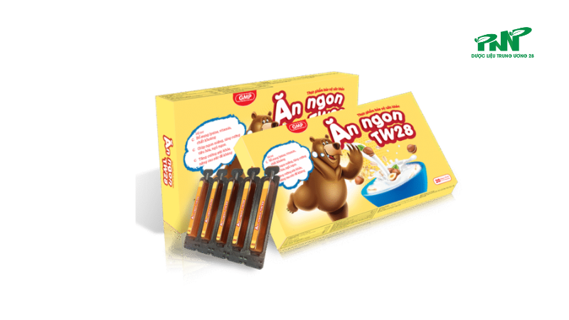 TPBVSK Ăn Ngon TW28 là sản phẩm hỗ trợ cải thiện tình trạng biếng ăn ở trẻ, giúp kích thích vị giác, hỗ trợ tiêu hóa và tăng khả năng hấp thu dinh dưỡng.
